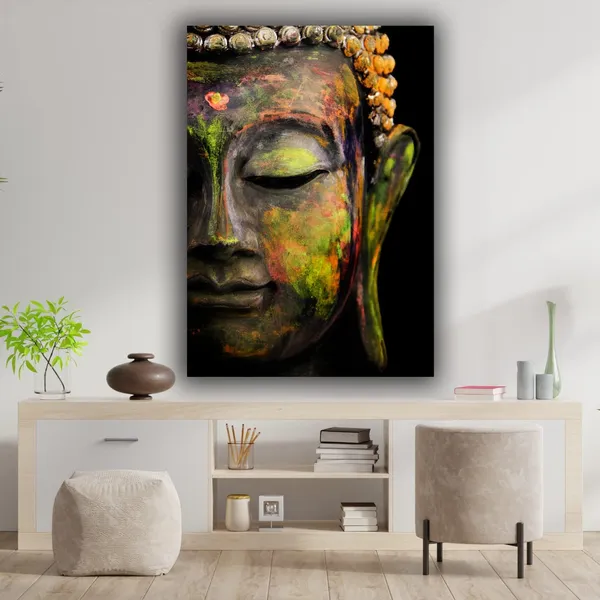 Multicolour_Beautiful_Canvas_Buddha_Painting_Modern_Art_For_Living_Room_|_Bedroom_|_Office_Walls_Big_Size_(With_Wooden_Frame)_(30_By_60_Inches)