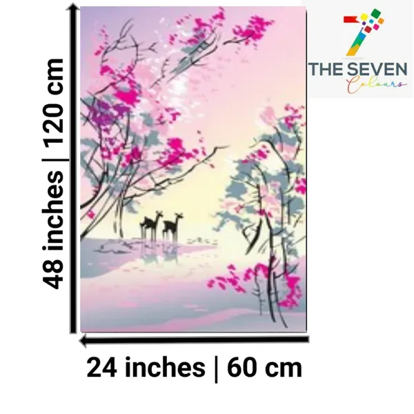 Multicolour_Beautiful_Deer_In_Forest_Paintings_Modern_Wall_Art_Decor_Canvas_Paintings_For_Living_Room_|_Bedroom_|_Home_Decoration_(With_Frame)_(24_By_48_Inches_|_60_By_120_Cm)