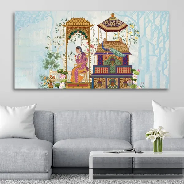Multicolour_Indian_Mughal_Art_Canvas_Painting_Wall_Frame_Wall_Decor,_Big_Size_Canvas_Painting_Frame_|_Canvas_Painting_|_Ancient_Indian_Mughal_Painting_(Ready_To_Hang)_(48_By_24_Inches)