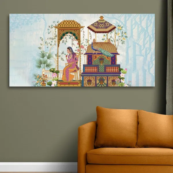 Multicolour_Indian_Mughal_Art_Canvas_Painting_Wall_Frame_Wall_Decor,_Big_Size_Canvas_Painting_Frame_|_Canvas_Painting_|_Ancient_Indian_Mughal_Painting_(Ready_To_Hang)_(48_By_24_Inches)