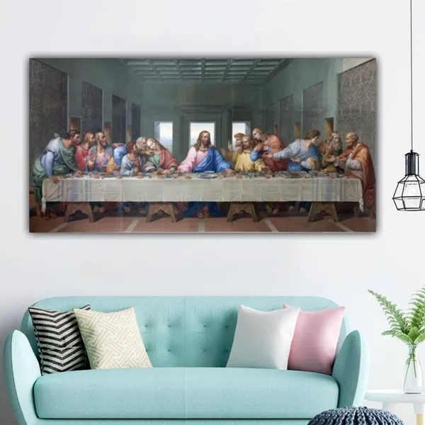Multicolour_Beautiful_Painting_Last_Supper_Of_Jesus_Canvas_Ancient_Art_Big_Large_Size_Frame_For_Wall_Decor_|_Living_Room_|_Bedroom_(With_Frame)_(60_By_30_Inches_|_150_By_75_Cm)