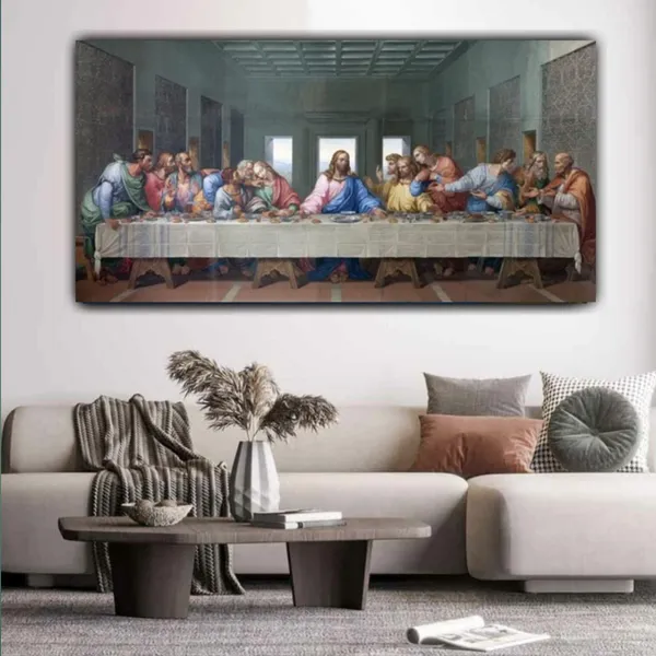 Multicolour_Beautiful_Painting_Last_Supper_Of_Jesus_Canvas_Ancient_Art_Big_Large_Size_Frame_For_Wall_Decor_|_Living_Room_|_Bedroom_(With_Frame)_(60_By_30_Inches_|_150_By_75_Cm)