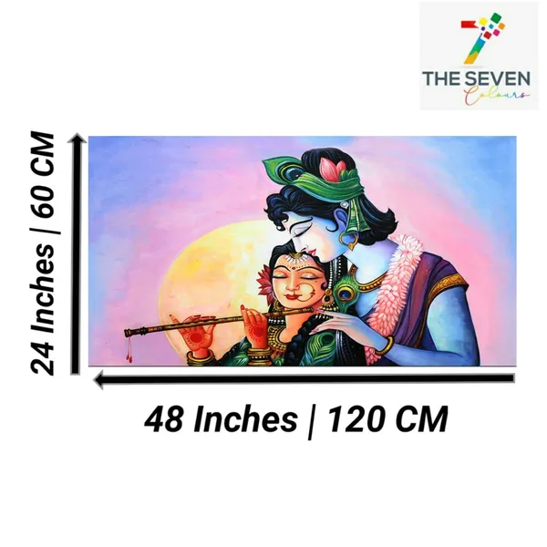 Multicolour_Radha_Krishan_Paintings_Beautiful_Canvas_Radha_Krishan_Under_Full_Moon_Painting_For_Living_Room_Big_Size_(48_By_24_Inches)_(With_Frame)