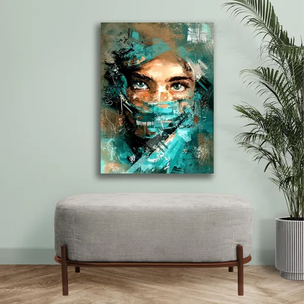 Multicolour_Abstract_Canvas_Painting_Wall_Decor_Colours,_A_Lady_Portrait_|_Canvas_Painting_|_Large_Size_Painting_|_Modern_Wall_(With_Frame)_(Ready_To_Hang)_(24_By_48_Inches)