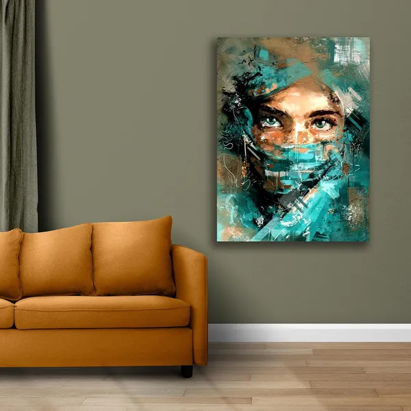Multicolour_Abstract_Canvas_Painting_Wall_Decor_Colours,_A_Lady_Portrait_|_Canvas_Painting_|_Large_Size_Painting_|_Modern_Wall_(With_Frame)_(Ready_To_Hang)_(24_By_48_Inches)