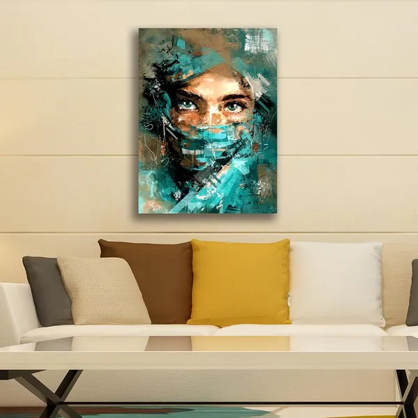 Multicolour_Abstract_Canvas_Painting_Wall_Decor_Colours,_A_Lady_Portrait_|_Canvas_Painting_|_Large_Size_Painting_|_Modern_Wall_(With_Frame)_(Ready_To_Hang)_(24_By_48_Inches)