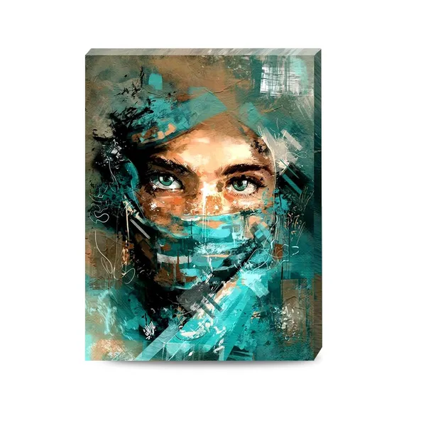 Multicolour_Abstract_Canvas_Painting_Wall_Decor_Colours,_A_Lady_Portrait_|_Canvas_Painting_|_Large_Size_Painting_|_Modern_Wall_(With_Frame)_(Ready_To_Hang)_(24_By_48_Inches)