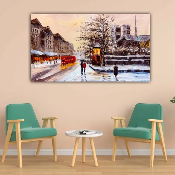 Multicolour_Beautiful_Canvas_Couples_Walking_On_London_Street_Abstract_Painting_For_Living_Room_Wall_Decoration_Photo_Frame_Landscape_Paintings_(With_Frame)_(48_By_24_Inches)