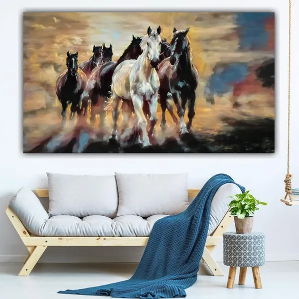 Multicolour_Beautiful_Vastu_Seven_Running_Horses_Painting_Sunrise_With_Frame_For_Living_Room_Wall_Decors_Big_Large_Size_Canvas_Painting_(48_By_24_Inches)