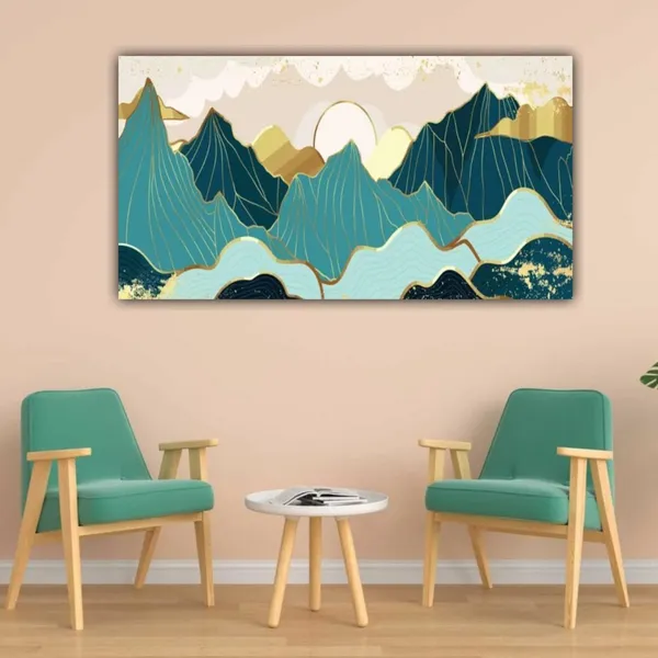 Multicolour_Beautiful_Canvas_Gold_And_Blue_Mountains_Landscape_Painting_For_Living_Room_Wall_Decoration_Big_Size_Large_Photo_Frame_Modern_Art_(With_Frame)_(48_By_24_Inches_|_120_By_60_Cm)