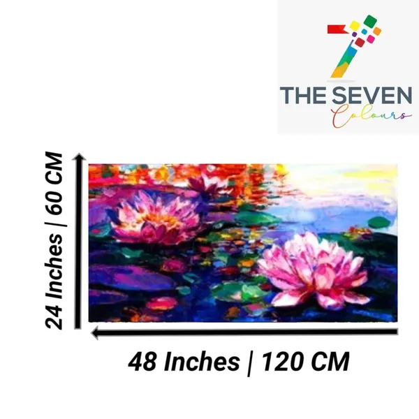Multicolour_Floral_Canvas_Painting_Frame_Wall_Decor_For_Living_Room,_Lotus_Flower_Painting_|_Big_Large_Size_Wall_Painting_Frame_|_Canvas_Painting_(Ready_To_Hang)_(48_By_24_Inches)