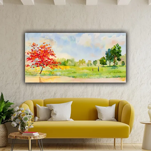 Multicolour_Beautiful_Landscape_Colourful_Trees_Abstract_Modern_Art_Canvas_Painting_For_Living_Room_|_Bedroom_Big_Size_Paintings_(With_Wooden_Frame)_(48_By_24_Inches)