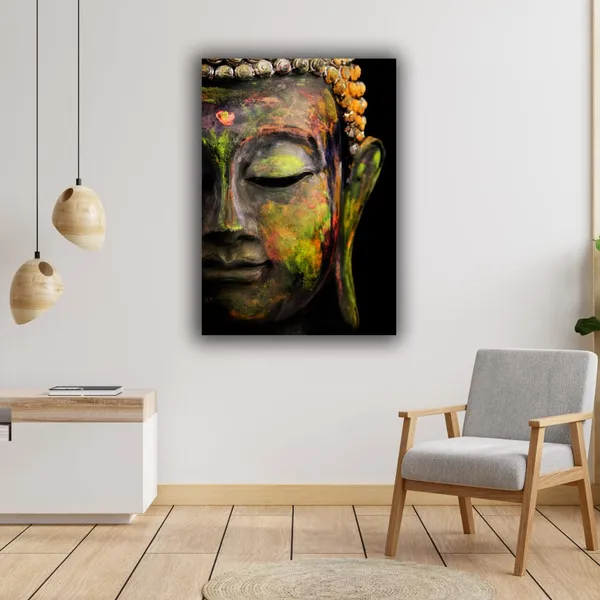 Multicolour_Beautiful_Buddha_Paintings_Modern_Art_For_Living_Room_|_Bedroom_|_Office_Walls_Big_Size_(With_Wooden_Frame)_(24_By_48_Inches)
