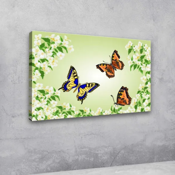 Multicolour_Beautiful_Abstract_Painting_Of_Butterflies_On_Flowers_Canvas_Painting_Wall_Frame_Wall_Decor_For_Living_Room_(Ready_To_Hang)_(48_By_24_Inches)