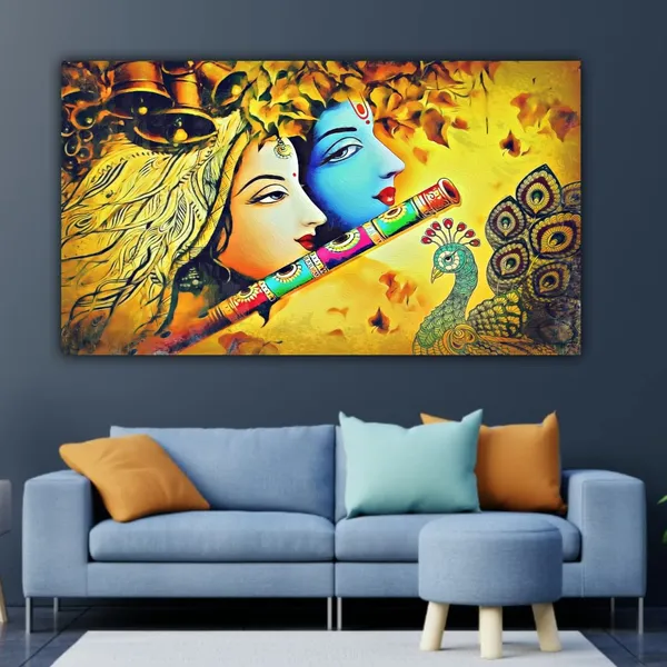 Multicolour_Beautiful_Madhubani_Radha_Krishna_Painting_With_Frame_For_Living_Room_Wall_Decor_Big_Size_Large_Photo_Home_Decoration_|_Bedroom_|_Office_Walls_(48_By_24_Inches)