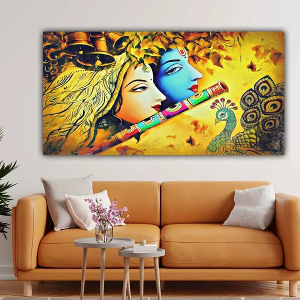 Multicolour_Beautiful_Madhubani_Radha_Krishna_Painting_With_Frame_For_Living_Room_Wall_Decor_Big_Size_Large_Photo_Home_Decoration_|_Bedroom_|_Office_Walls_(48_By_24_Inches)