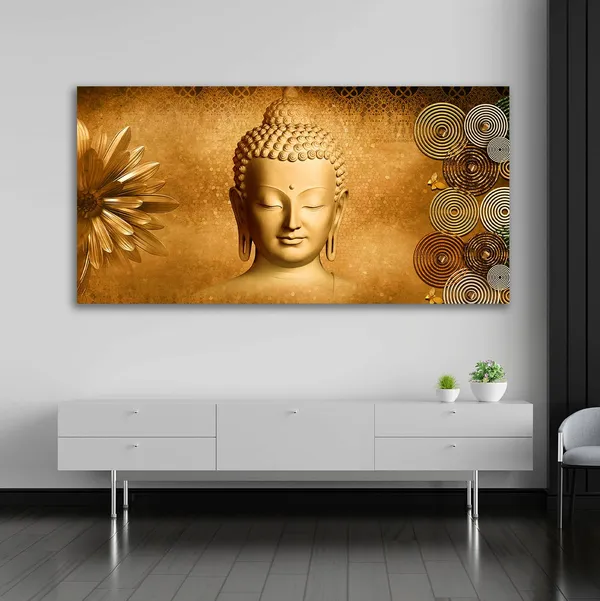 Multicolour_Beautiful_Lord_Buddha_Painting_Canvas_Wall_Frame_Wall_Decor,_Big_Size_Canvas_Painting_With_Frame_|_Canvas_Painting_|_Buddha_Painting_(Ready_To_Hang)_(30_By_20_Inches)