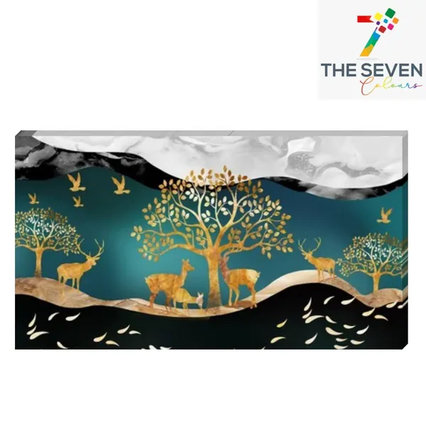 Multicolour_Beautiful_Canvas_Landscape_Paintings_Deer_And_Trees_Abstract_Modern_Wall_Art_Decor_Painting_Frame_For_Living_Room_|_Bedroom_(With_Wooden_Frame)_(60_By_30_Inches)