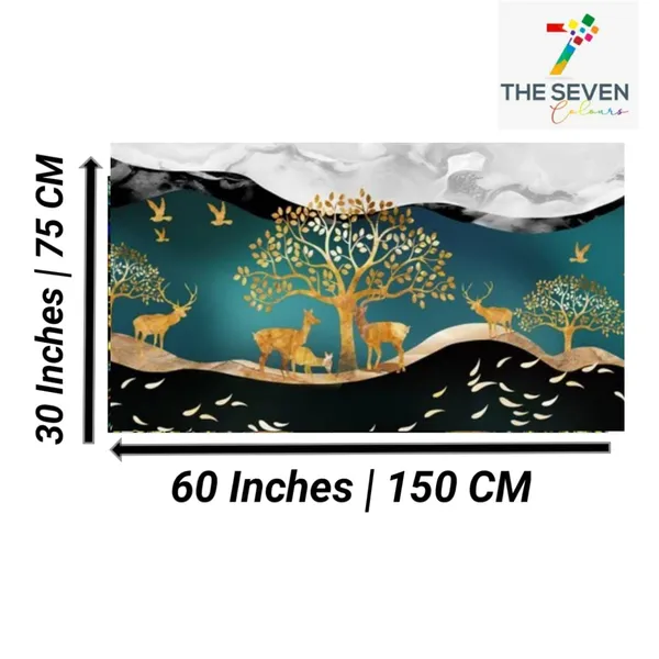 Multicolour_Beautiful_Canvas_Landscape_Paintings_Deer_And_Trees_Abstract_Modern_Wall_Art_Decor_Painting_Frame_For_Living_Room_|_Bedroom_(With_Wooden_Frame)_(60_By_30_Inches)