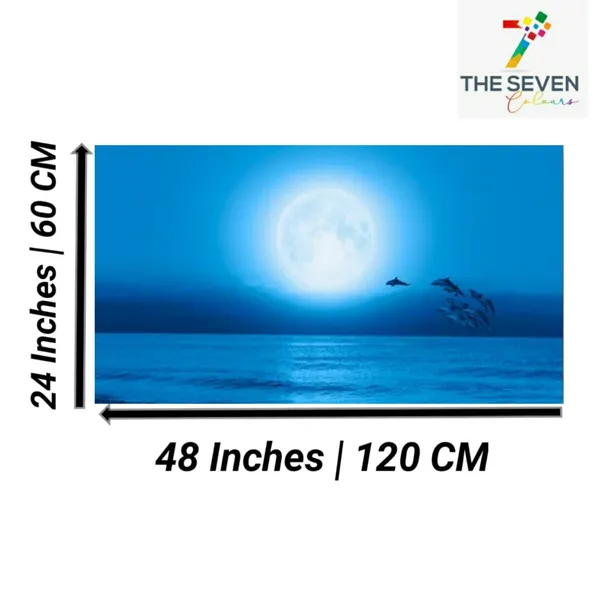 Multicolour_Beautiful,_Canvas_Paintings_Silhouette_Of_Dolphins_Jumping_In_The_Ocean_Under_Blue_Moon_Modern_Art_Painting_For_Living_Room_Big_Size_(48_By_24_Inches)_(With_Frame)