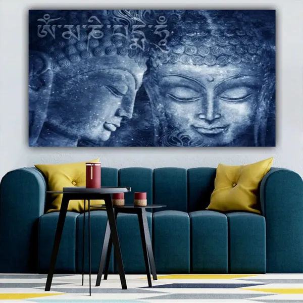 Multicolour_Beautiful_Abstract_Psychedelic_Bluish_Coloured_Canvas_Buddha_Painting_For_Living_Room_|_Bedroom_|_Large_Size_Paintings_(With_Frame)_(36_By_24_Inches)