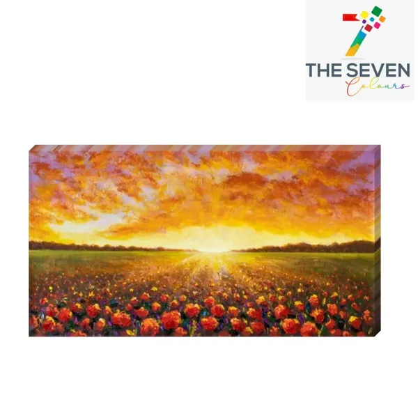 Multicolour_Beautiful_Sunrise_In_Sunflower_Field_Landscape_Painting_Canvas_Abstract_Modern_Wall_Art_Decor_Big_Large_Size_For_Living_Room_(48_By_24_Inches_|_120_B_Y_60_Cm)_(Wooden_Frame)