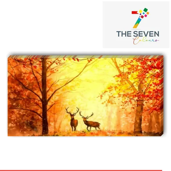 Multicolour_Deer_In_Autumn_Forest_Beautiful_Abstract_Modern_Art_Canvas_Paintings_For_Wall_Decoration_|_Drawing_Room_|_Home_|_Bedroom_(With_Wooden_Framing)_(48_By_24_Inches)