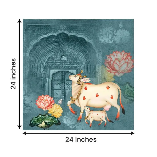 Multicolour_Beautiful_Cow_And_Calf_Canvas_Painting_Wall_Frame_Wall_Decor_For_Living_Room,_Modern_Art_Painting_(Ready_To_Hang)_(24_By_24_Inches)