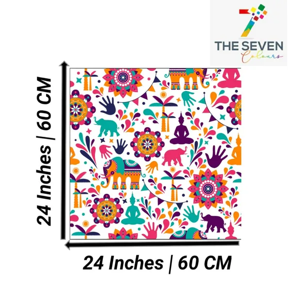 Multicolour_Beautiful_Madhubani_Paintings_Modern_Wall_Art_Decor_Canvas_Painting_For_Living_Room_|_Bedroom_|_Office_Walls_(24_By_24_Inches)_(With_Frame)
