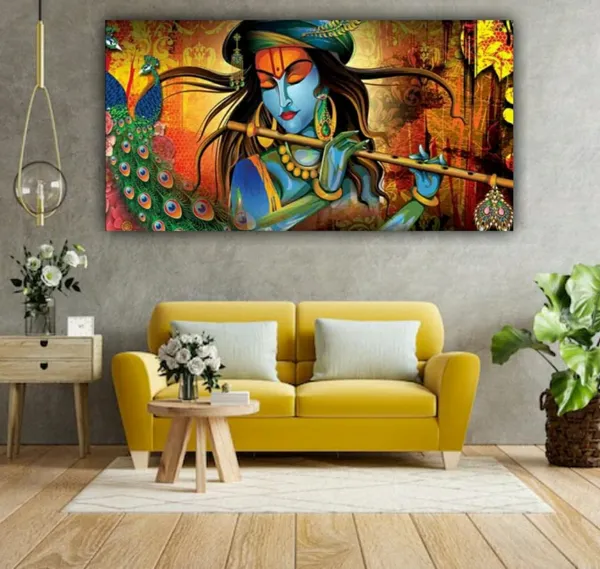 Multicolour_Krishna_Painting_Playing_Flute_Canvas_Wall_Art_Painting_For_Wall_Decoration_(With_Wooden_Framing)(36_By_24_Inches)