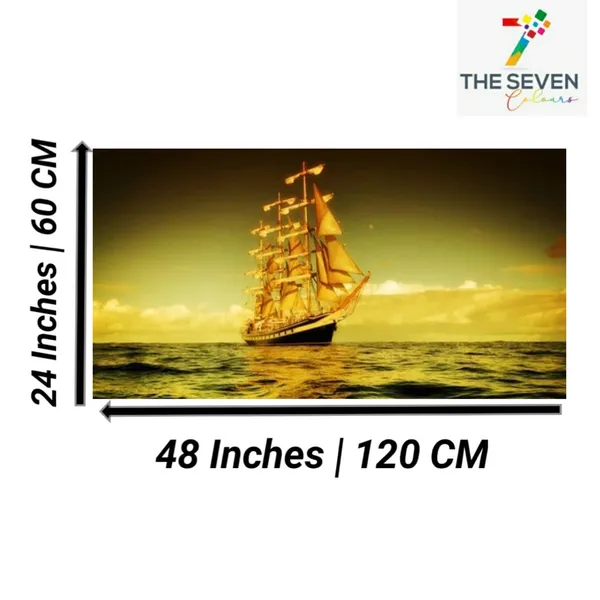 Multicolour_Sailing_Ship_In_Beautiful_Sunset_Canvas_Paintings_For_Living_Room_|_Bedroom_|_Office_Wall_(With_Frame)_(24_By_48_Inches)