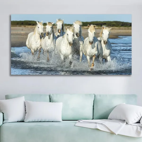 Multicolour_Vastu_Seven_Running_White_Horses_Painting_Canvas_Wall_Frame_Wall_Decor,_Big_Size_Canvas_Painting_With_Frame_|_Canvas_Painting_(Ready_To_Hang)_(48_By_24_Inches)