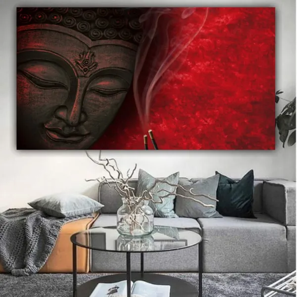 Multicolour_Beautiful_Wall_Art_Buddha_Abstract_Canvas_Painting_For_Living_Room_(With_Frame)_(48_By_24_Inches)