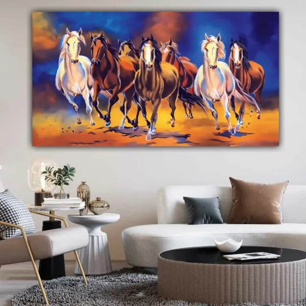 Multicolour_Canvas_Paintings_For_Living_Room_Beautiful_Seven_Running_Horses_Wall_Art_Painting_Big_Size_For_Bedroom_(With_Frame)_(_48_By_24_Inches)