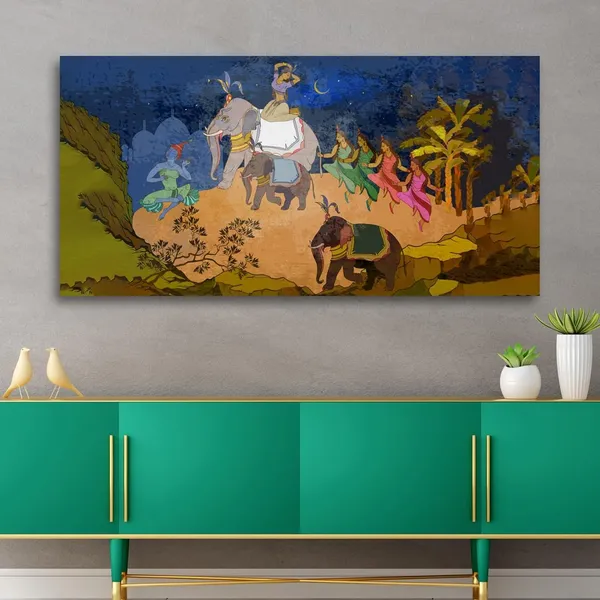 Multicolour_Ancient_Indian_Canvas_Painting_Wall_Frame_Wall_Decor,_Big_Size_Canvas_Painting_Frame_|_Canvas_Painting_|_Ancient_Indian_Traditional_Art_(Ready_To_Hang)_(48_By_24_Inches)