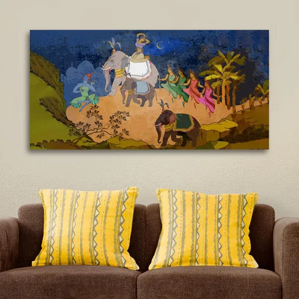 Multicolour_Ancient_Indian_Canvas_Painting_Wall_Frame_Wall_Decor,_Big_Size_Canvas_Painting_Frame_|_Canvas_Painting_|_Ancient_Indian_Traditional_Art_(Ready_To_Hang)_(48_By_24_Inches)