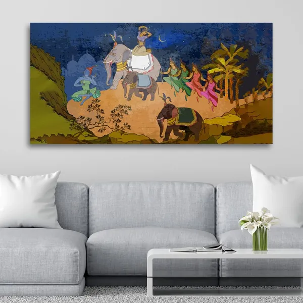 Multicolour_Ancient_Indian_Canvas_Painting_Wall_Frame_Wall_Decor,_Big_Size_Canvas_Painting_Frame_|_Canvas_Painting_|_Ancient_Indian_Traditional_Art_(Ready_To_Hang)_(48_By_24_Inches)