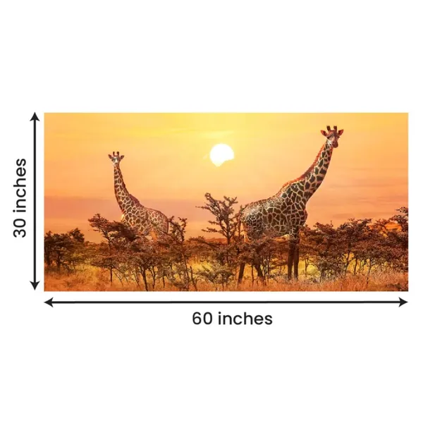 Multicolour_Beautiful_Giraffes_Sunset_In_Background_Canvas_Painting_Wall_Frame_Wall_Decor_For_Living_Room_|_Modern_Art_Canvas_Painting_(Ready_To_Hang)_(60_By_30_Inches)