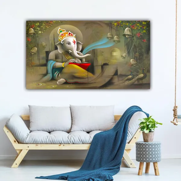 Multicolour_Ganesha_Paintings_Wall_Art_For_Wall_Decoration_(With_Wooden_Framing)_(60_By_30_Inches)