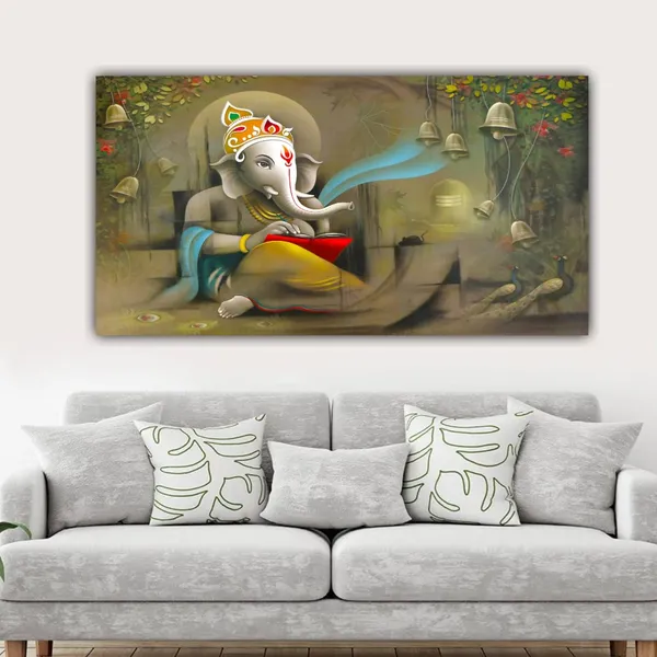 Multicolour_Ganesha_Paintings_Wall_Art_For_Wall_Decoration_(With_Wooden_Framing)_(60_By_30_Inches)