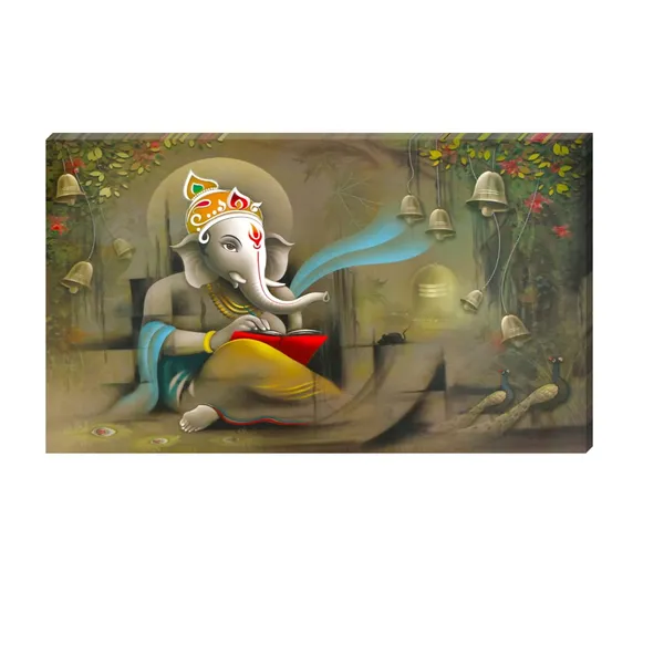 Multicolour_Ganesha_Paintings_Wall_Art_For_Wall_Decoration_(With_Wooden_Framing)_(60_By_30_Inches)