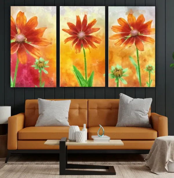 Multicolour_Beautiful_Textured_Flower_Paintings_Modern_Abstract_Wall_Art_Canvas_Painting_Multiple_Frame_Set_Of_3_For_Living_Room_(18_By_24_Inches_Each)