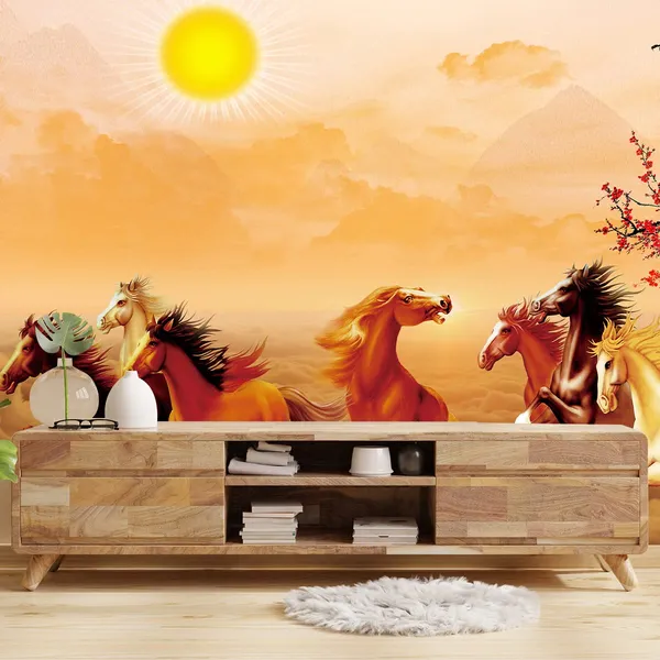 Multicolour_Beautiful_7_Horses_Vastu_Self_Adhesive_Wallpaper_Running_Horses_And_Sunrise_Vinyl_Decals_For_Wall_Decors_|_Floors_|_Flooring_Roll_|_Home_Decoration_|_Bedroom_(120X144_Inches)