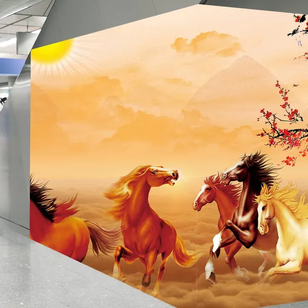 Multicolour_Beautiful_7_Horses_Vastu_Self_Adhesive_Wallpaper_Running_Horses_And_Sunrise_Vinyl_Decals_For_Wall_Decors_|_Floors_|_Flooring_Roll_|_Home_Decoration_|_Bedroom_(120X144_Inches)