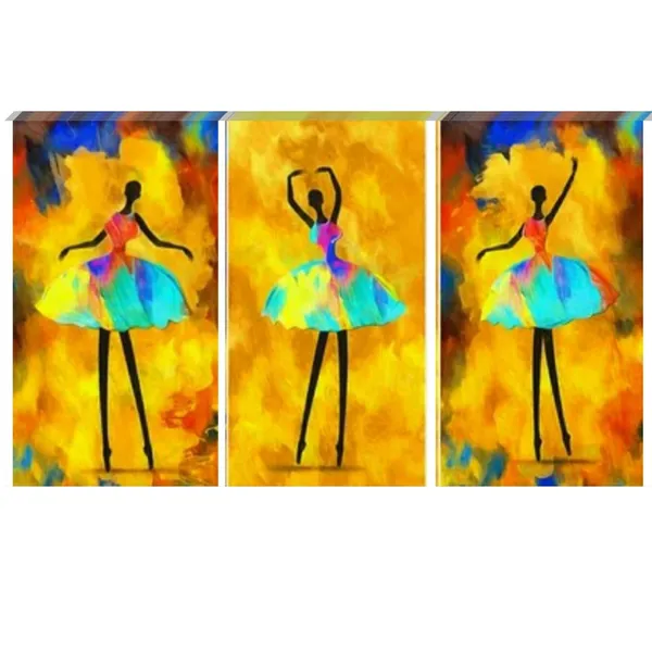Multicolour_Beautiful_Modern_Art_Abstract_Designs_African_Ballerina_Dancings_Canvas_Painting_Multiple_Frames_For_Living_Room_|_Wall_Art_(Pack_Of_3)_(12_By_24_Inches_Each)