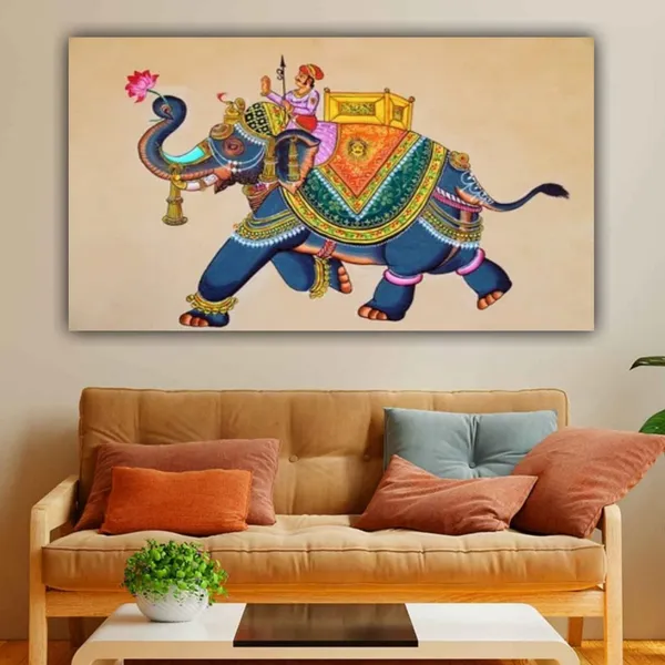 Multicolour_Beautiful_Madhubani_Paintings_Canvas_Rajasthani_Modern_Art_Home_Wall_Decor_Big_Large_Size_Paintings_For_Living_Room_(With_Frame)_(48_By_24_Inches)