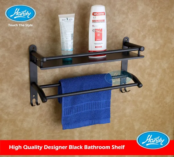 Black_Stainless_Steel_Bathroom_Shelf_With_Towel_Rod_And_Hook_(16_X_5_X_9_Inch)