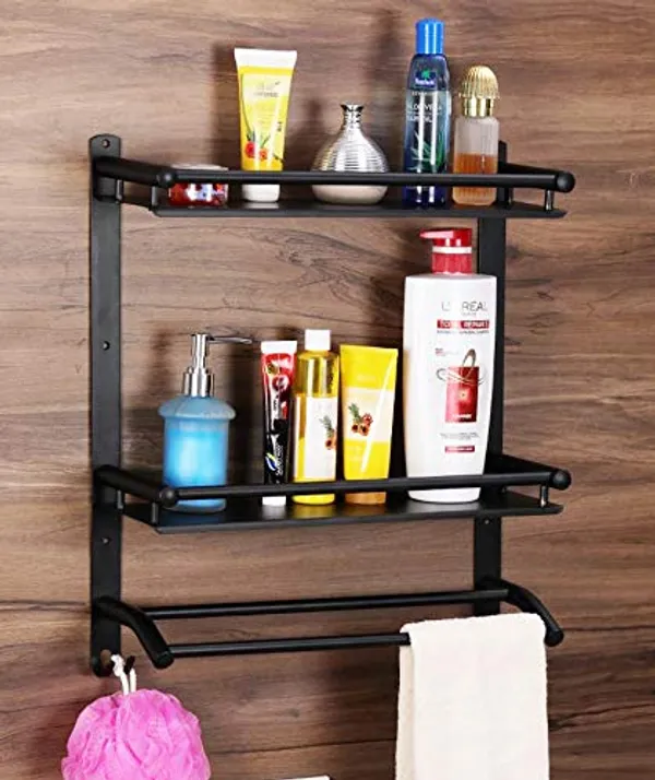 Matte_Black_Stainless_Steel_Bathroom_Accessories_2_Layer_Multipurpose_Wall_Mount_Bath_Shelf_Organizer_(16_X_5_X_17_Inch)