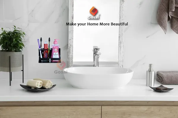 Black_Wall_Mounted_Self_Adhesive_Acrylic_Tooth_Brush_Holder