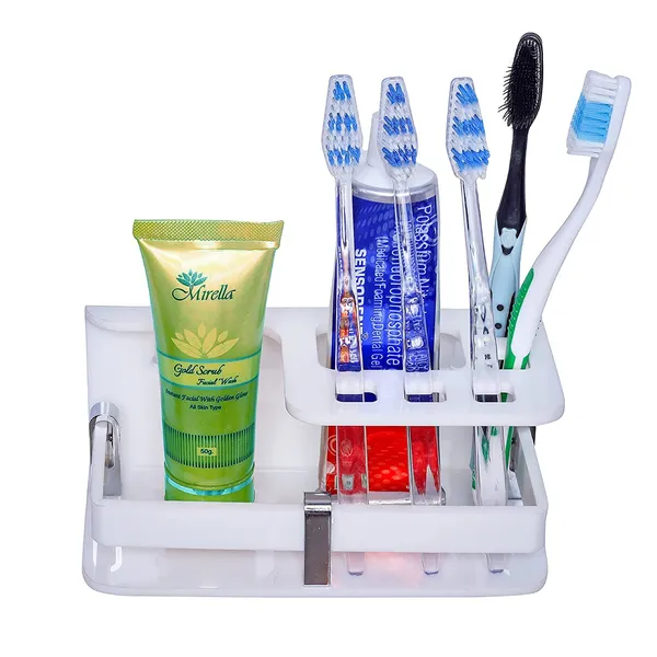 White_Wall_Mounted_Self_Adhesive_Acrylic_Tooth_Brush_Holder